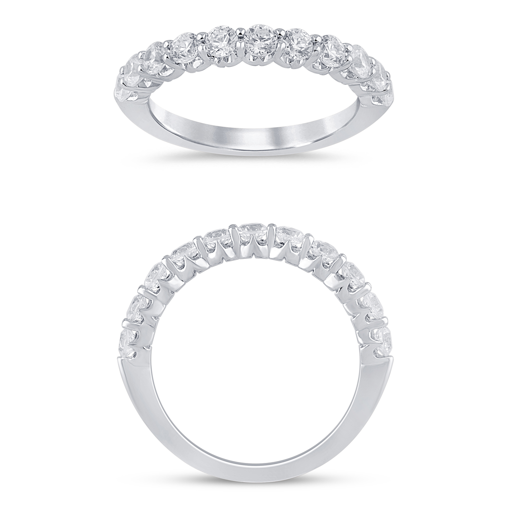 14K White Gold 0.75 CT Crown Set Diamond Half Eternity Band