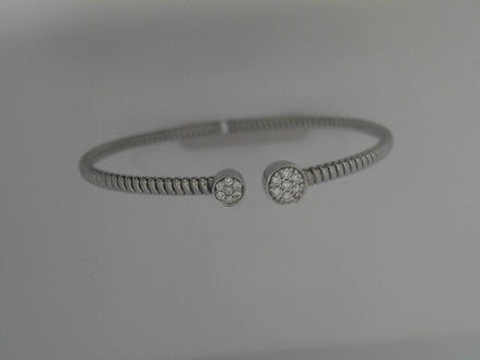 Afarin 18K White Gold And 0.19 CTW Diamond Open Bangle Bracelet