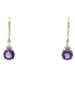 14K Yellow Gold Diamond & Amethyst Dangle Earrings