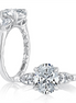 A.Jaffe Three Stone Classic Quilted Band Diamond Engagement Ring