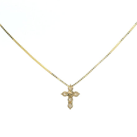 14K Yellow Gold .12CTW Diamond Cross Necklace