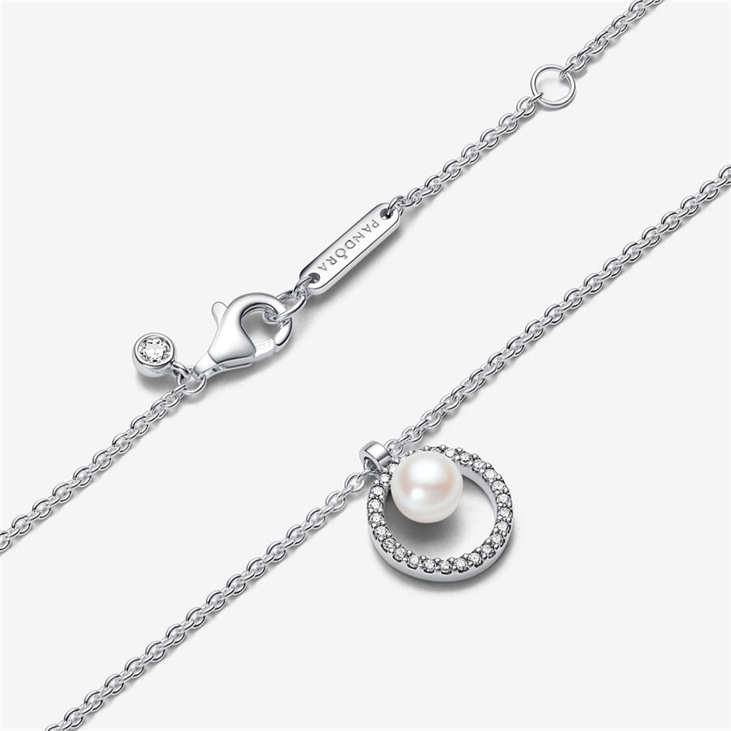 Pandora Timeless Treated Freshwater Cultured Pearl & Pavé Collier Necklace