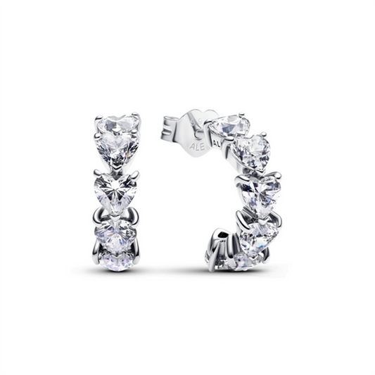 Pandora Timeless Sparkling Hearts Open Hoop Earrings