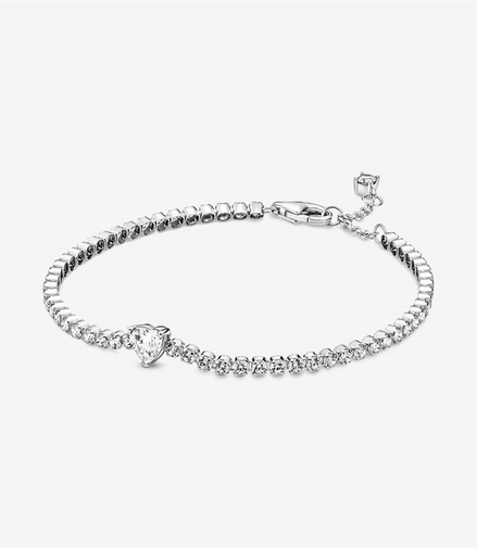 Pandora Timeless Sparkling Heart Tennis Bracelet Size 16