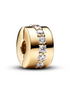 Pandora Moments Clear Sparkling Row Clip Gold-Plated Charm