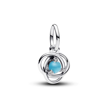 Pandora Moments December Turquoise Blue Eternity Circle Dangle Charm