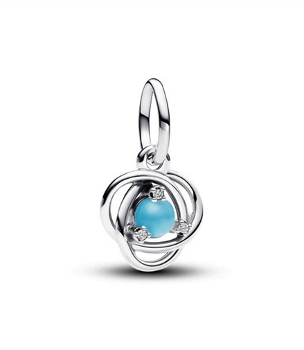 Pandora Moments December Turquoise Blue Eternity Circle Dangle Charm