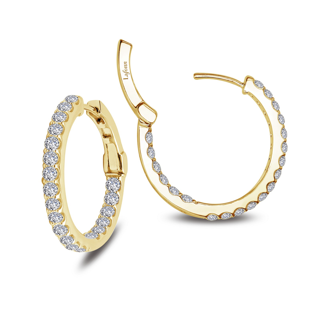 Lafonn 1.60 CTW Simulated Diamond 20 mm Inside/Out Hoop Earrings