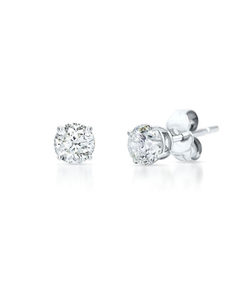 14K White Gold And 0.33 CT Diamond Stud Earrings