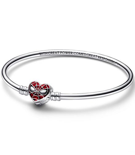 Pandora Marvel Spider-Man Mask Clasp Bangle Size 19