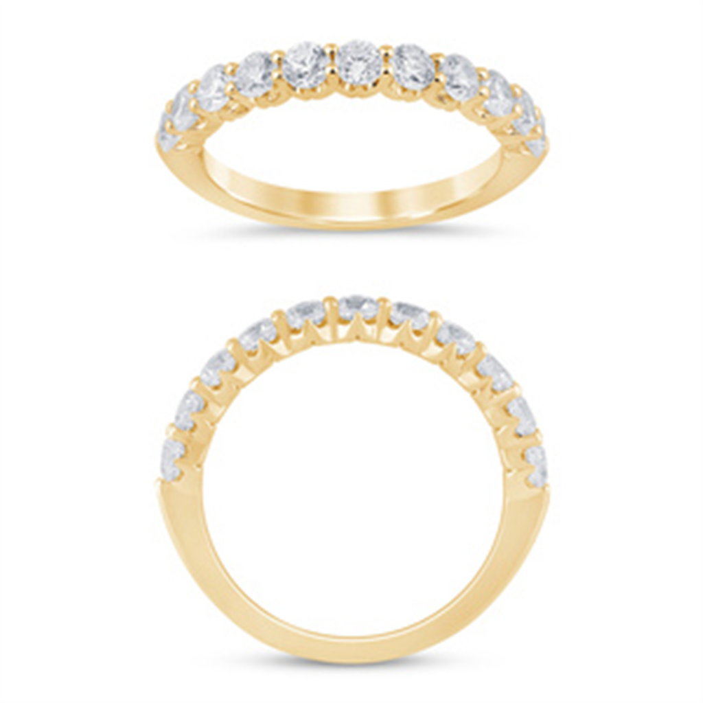 14K Yellow Gold 1 Ctw Diamond Crown Set Half Eternity Band