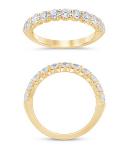 14K Yellow Gold 1 Ctw Diamond Crown Set Half Eternity Band
