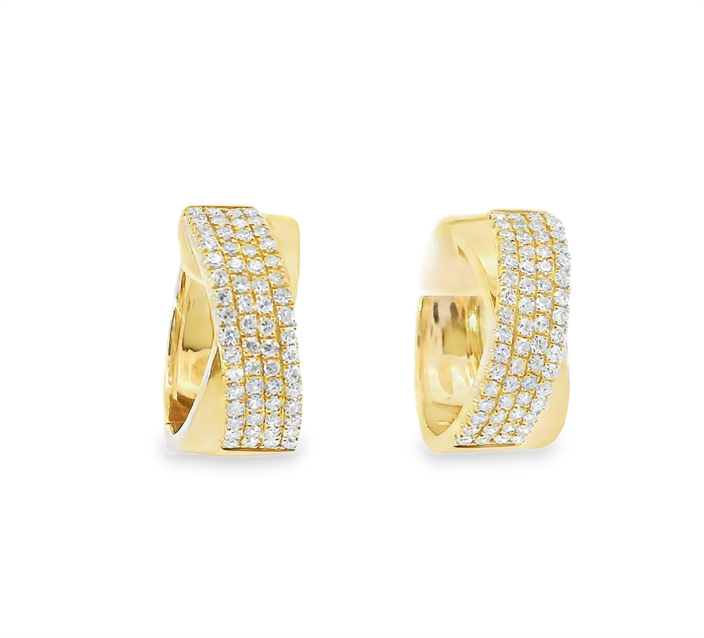 14K Yellow Gold And 0.63 CTW Diamond Hoop Earrings