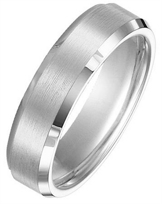 Goldman 6Mm Bevel Edge White Tungsten Carbide Comfort Fit Band