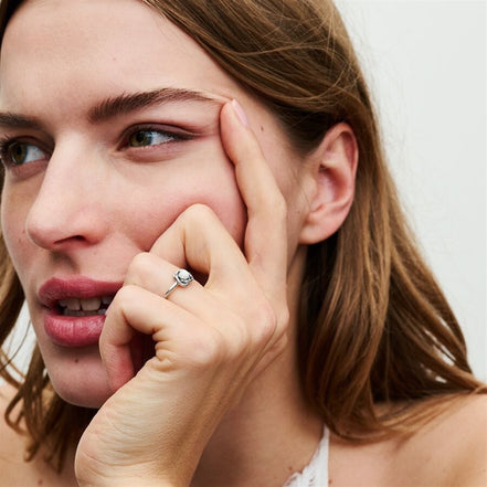 Pandora Moments June White Bioresin Man-Made Mother of Pearl Eternity Circle Ring Size 7.5