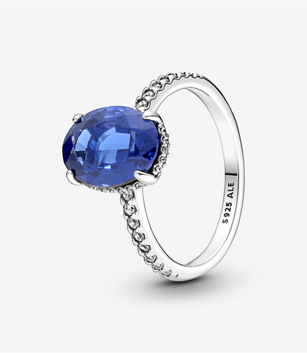 Pandora TImeless Sparkling Statement Blue Halo Ring Size 7.5