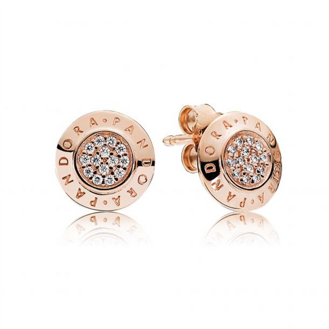 Pandora Signarture Sparkling Pandora Logo Stud Earrings