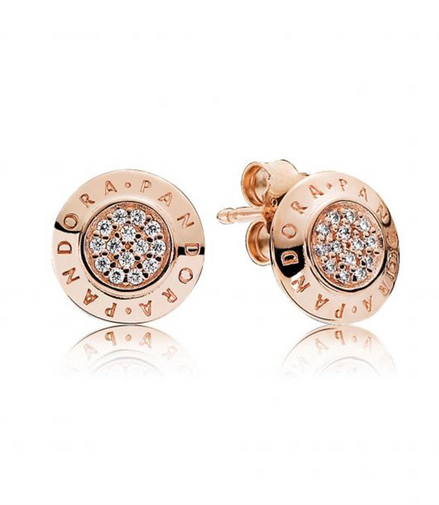 Pandora Signarture Sparkling Pandora Logo Stud Earrings