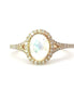 14K Yellow Gold Oval Opal and Diamond Fashion Ring