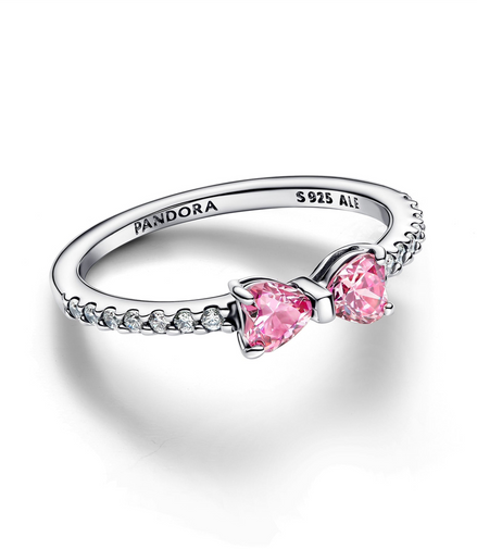 Pandora Timeless Sparkling Pink Bow Ring Size 7