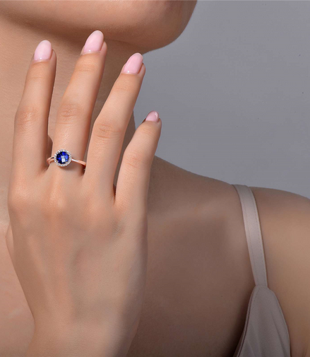 Lafonn 1.05 CTW Simulated Diamond And Lab Grown Sapphire September Birthstone Ring Size 7