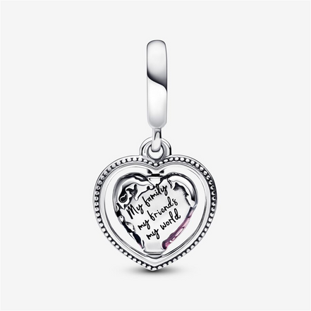 Pandora Moments Family Spinning Heart Globe Dangle Charm