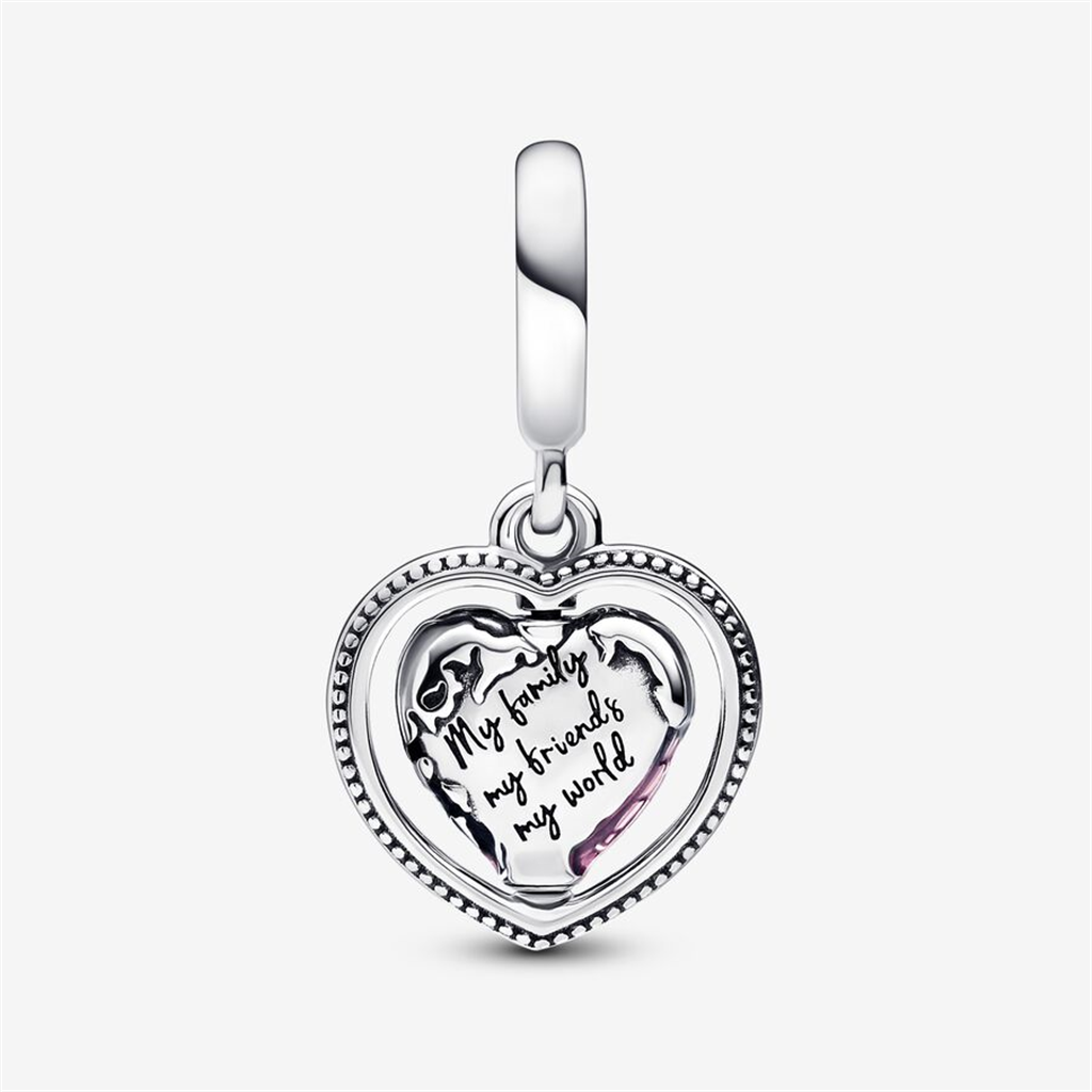 Pandora Moments Family Spinning Heart Globe Dangle Charm