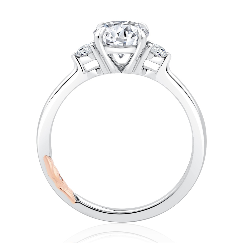 A.Jaffe Statement Round Quilted Diamond Engagement Ring