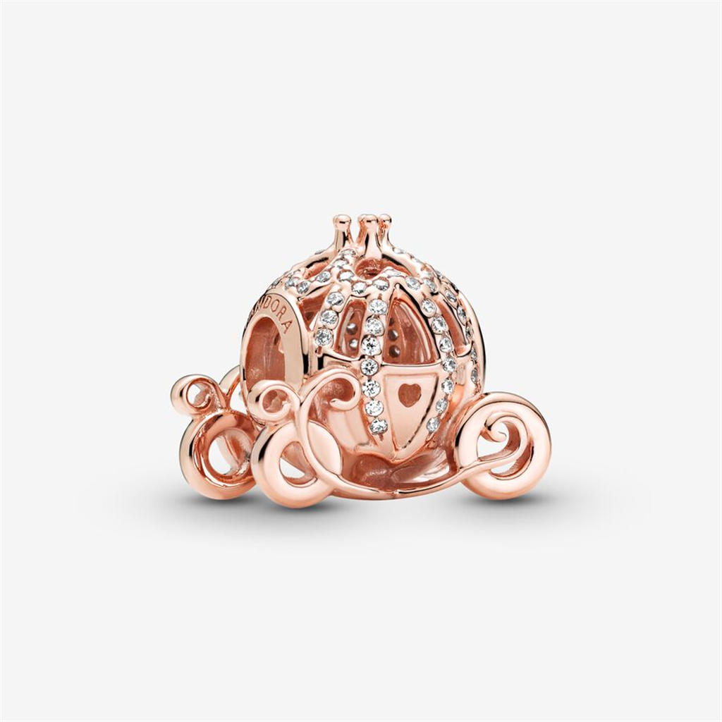 Pandora Disney 14K Rose Gold Plated Cinderella Sparkling Carriage Charm