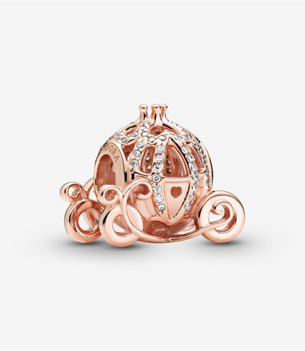 Pandora Disney 14K Rose Gold Plated Cinderella Sparkling Carriage Charm