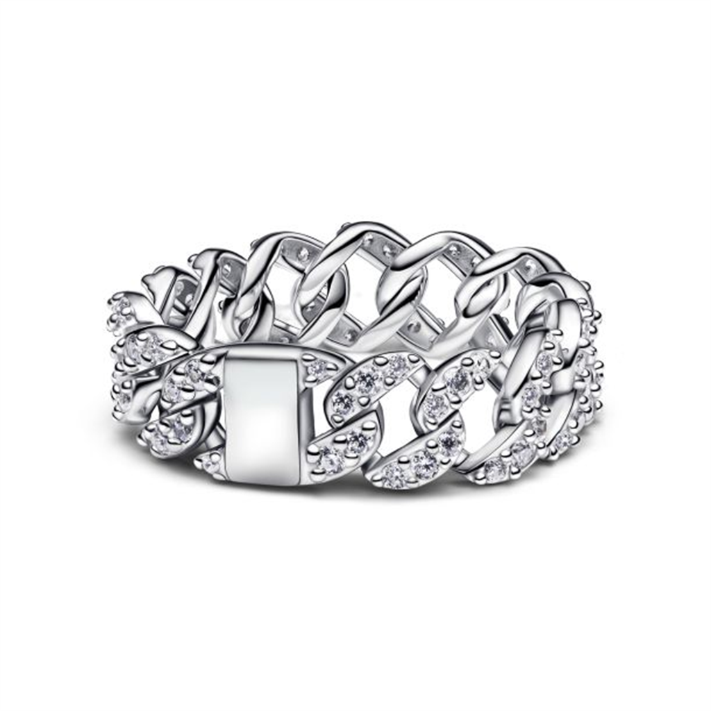 Pandora Timeless Pavé Cuban Chain Ring Size 4.5