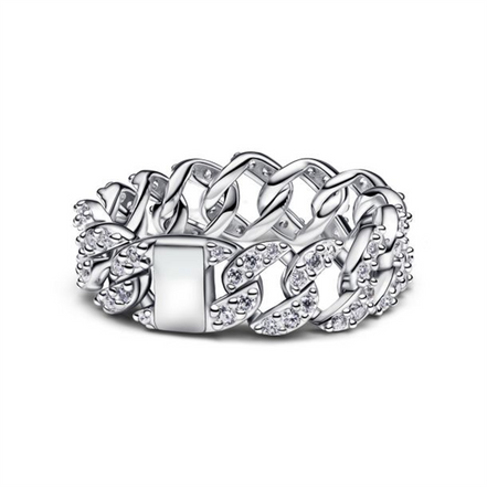 Pandora Timeless Pavé Cuban Chain Ring Size 8.5