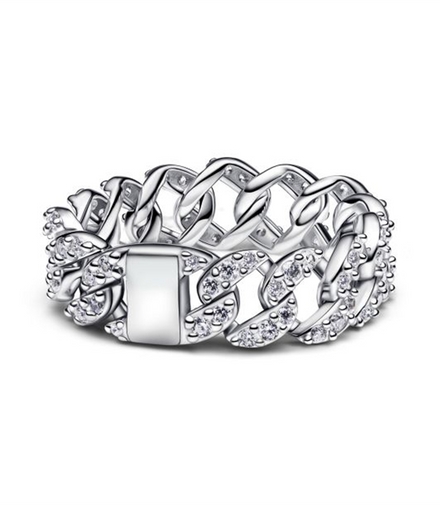 Pandora Timeless Pavé Cuban Chain Ring Size 6