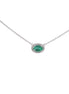 18K White Gold Emerald East/West Diamond Pendant Necklace