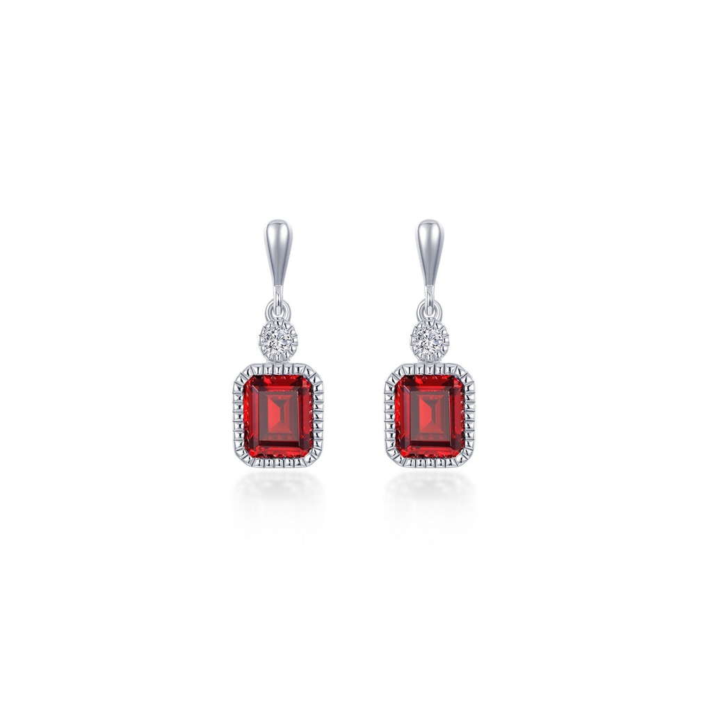 Lafonn 1.82 CTW Simulated Diamond and Garnet January Birthstone Dangle Earrings