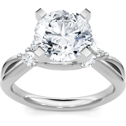 14K White Gold 0.33 CTW Diamond Marquise Shaped Vine Floral Semi-Mount Engagement Ring