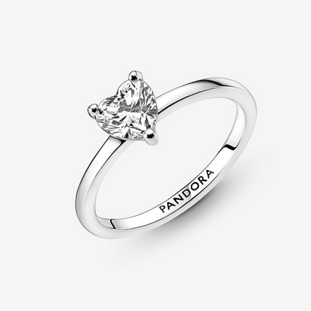 Pandora Timeless Sparkling Heart Solitaire Ring Size 4.5