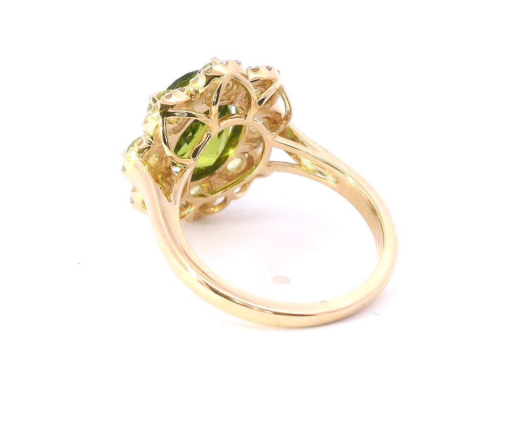 14K Yellow Gold Diamond And Peridot Fashion Ring