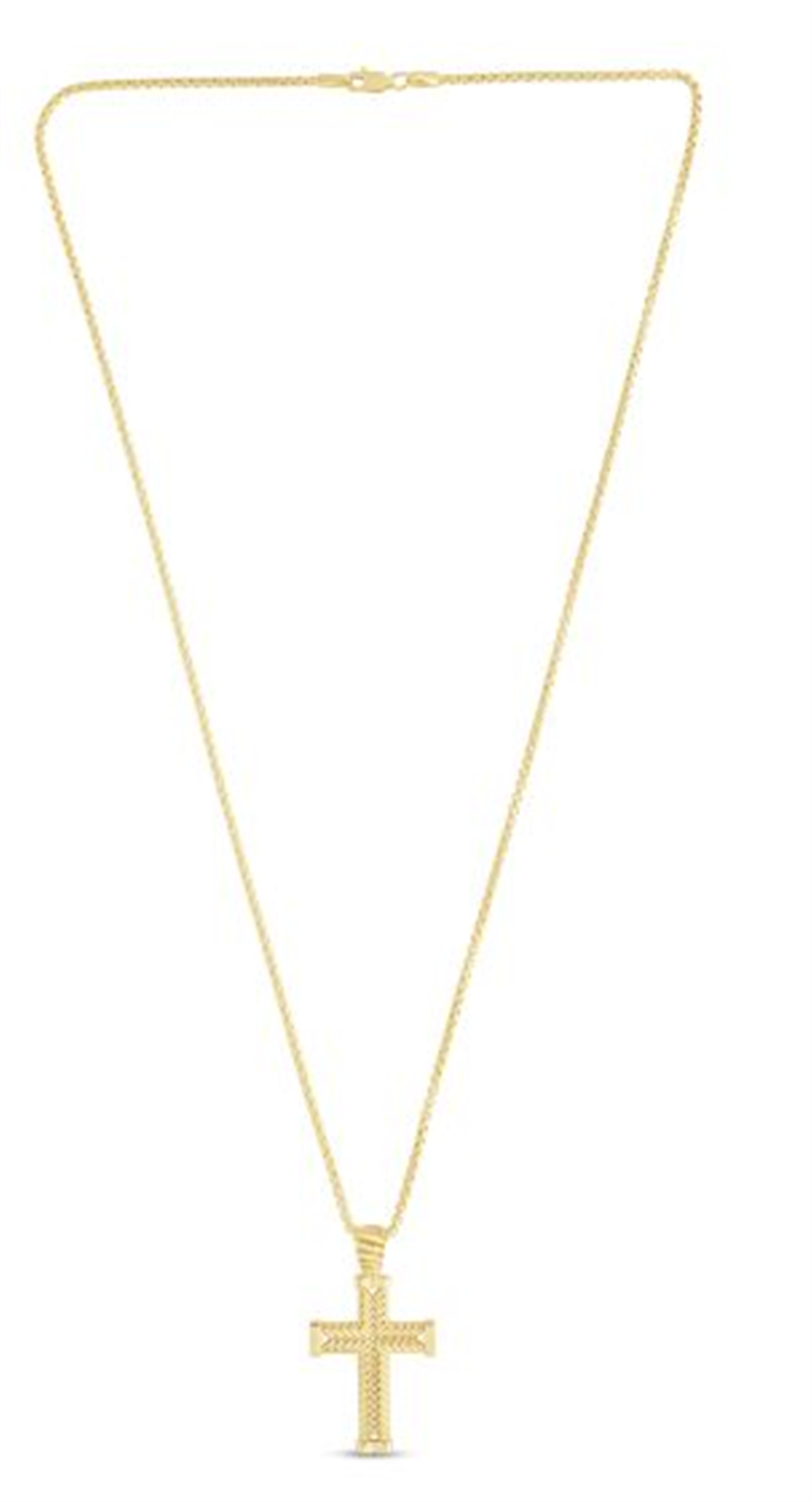 14K Yellow Gold Polished Cross Pendant Necklace