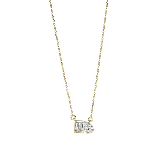 14K Yellow Gold 1 CTW Lab Grown Diamond Toi et Moi Pendant Necklace