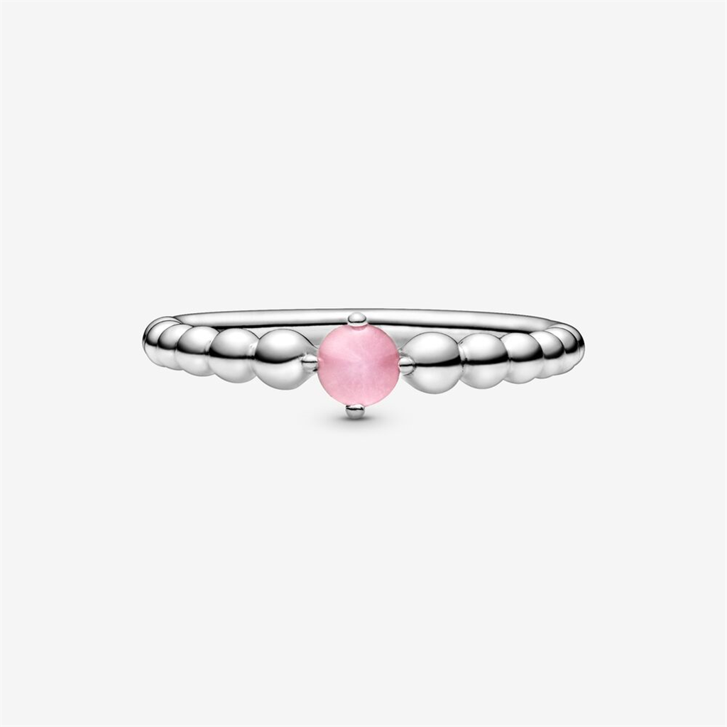 Pandora Moments October Petal Pink Beaded Ring Size 5