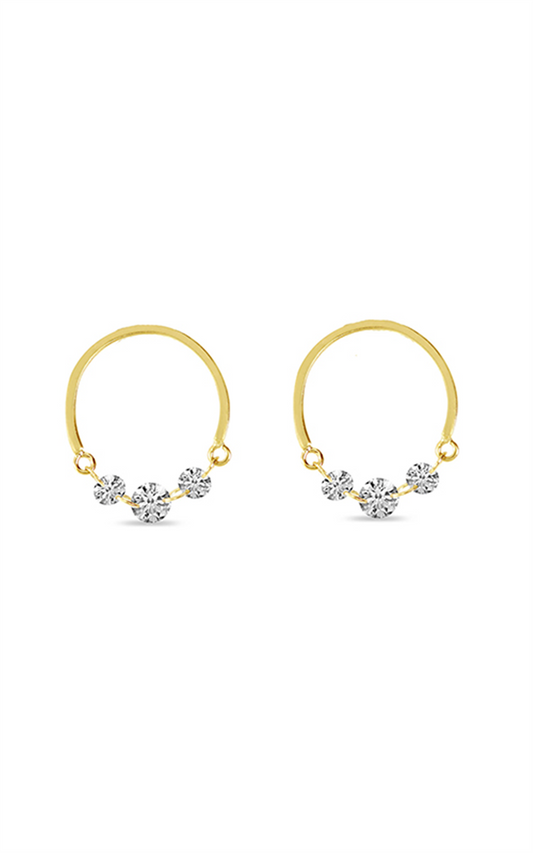 Brevani Ladies Dashing Diamond Half Circle Front Hoop Earrings