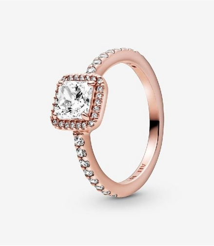 Pandora Timeless Rose Square Sparkle Halo Ring Size 7