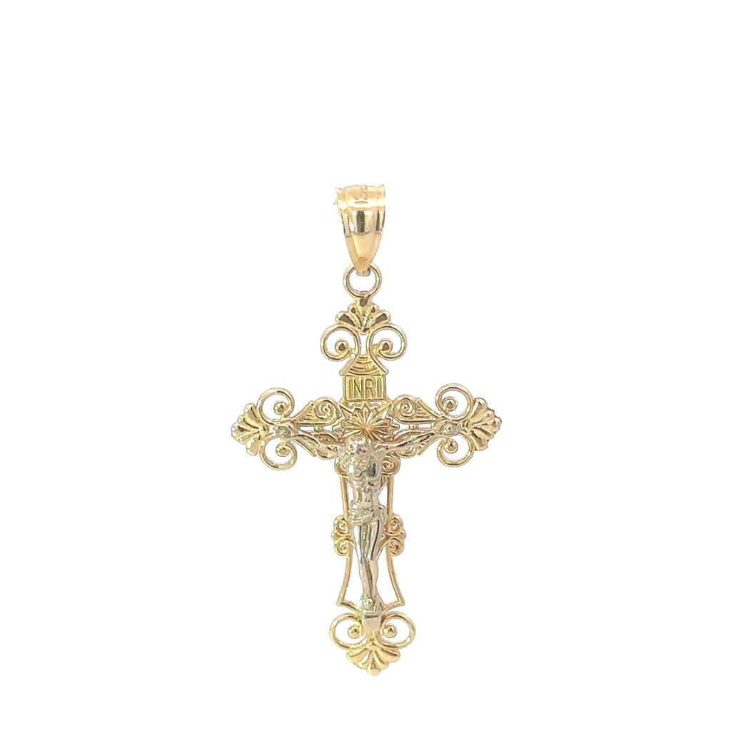 14K Two Toned Crucifix Cross