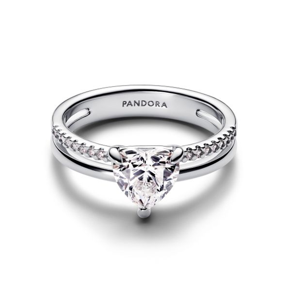 Pandora Double Band Heart Ring Size 7.5