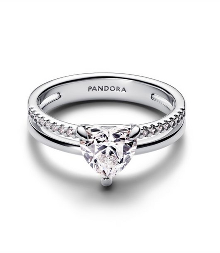 Pandora Double Band Heart Ring Size 56