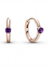 Pandora Moments Rose And Purple Solitaire Huggie Hoop Earrings
