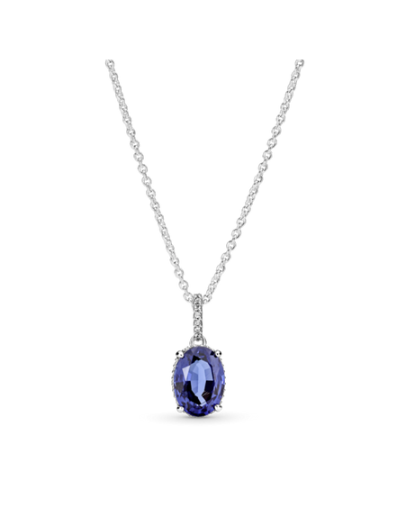Pandora Timeless Sparkling Blue Statement Halo Pendant Necklace