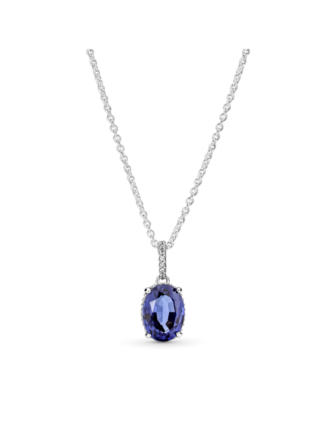 Pandora Timeless Sparkling Blue Statement Halo Pendant Necklace
