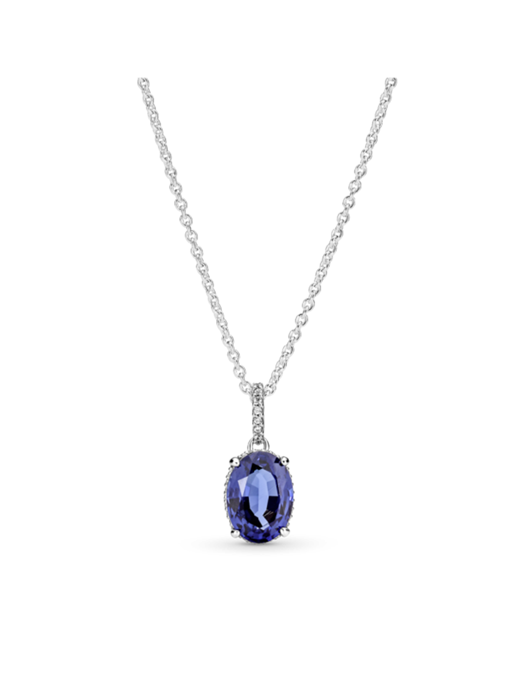 Pandora Timeless Sparkling Blue Statement Halo Pendant Necklace